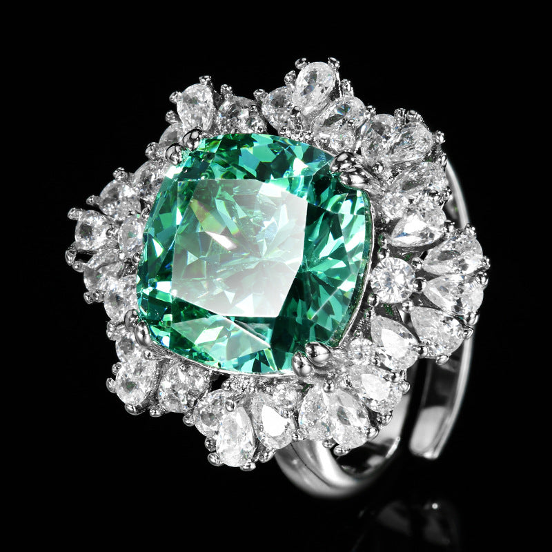 Radiant Emerald Green Crystal Floral Jewelry Set