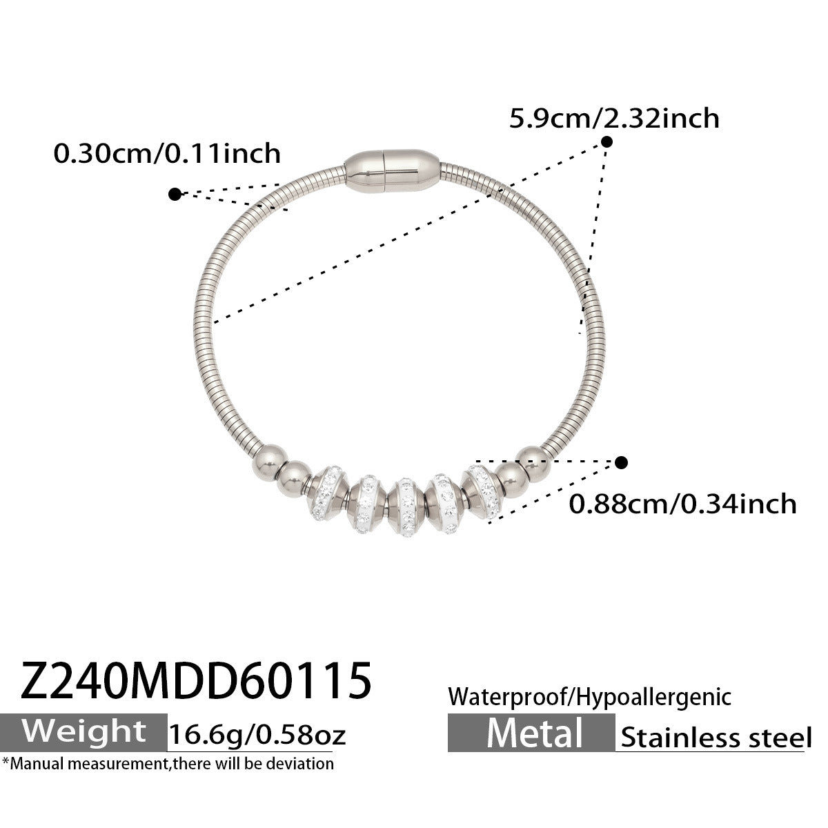 Elegant Crystal Charm Cable Bangles