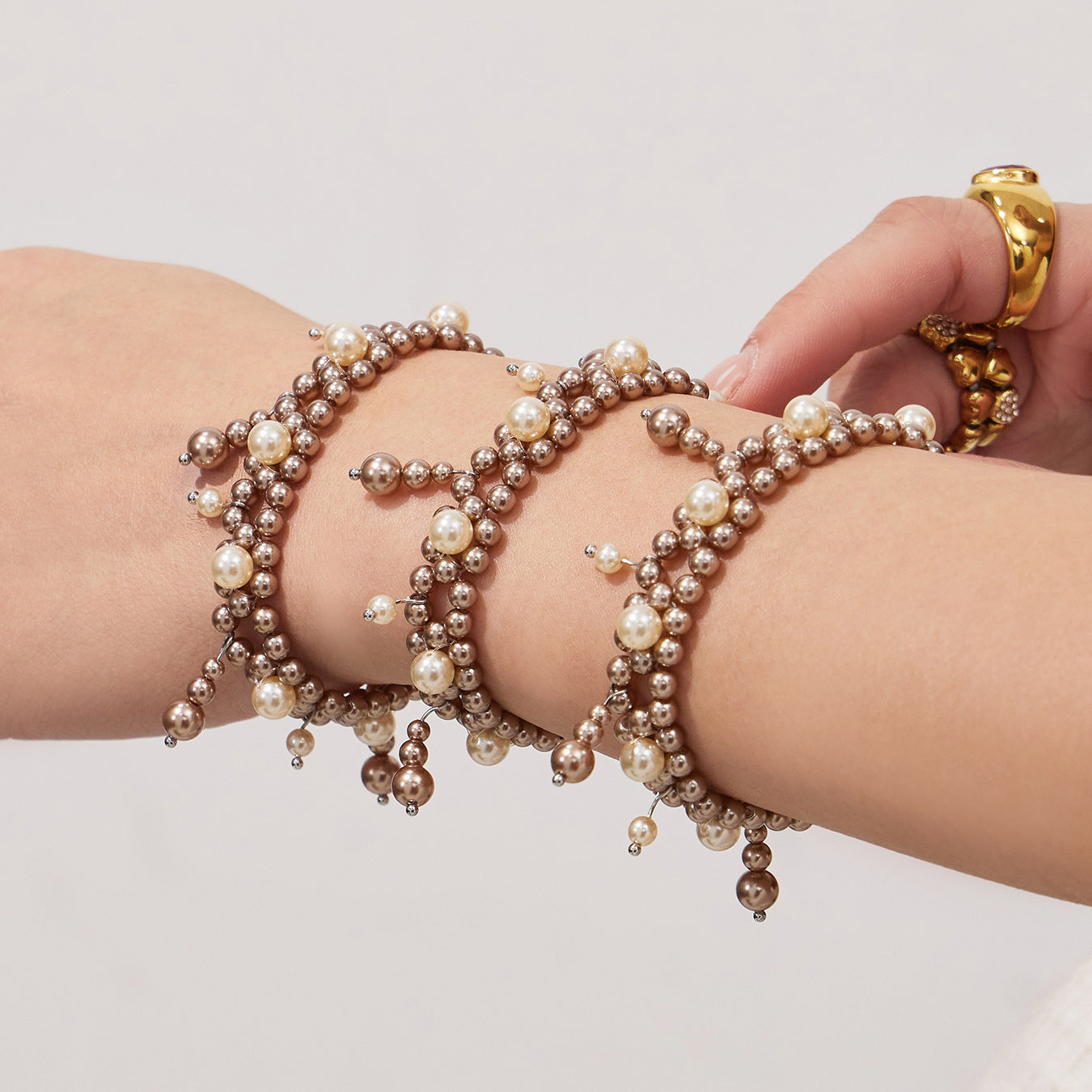 Bracelet vintage à double rang de perles 