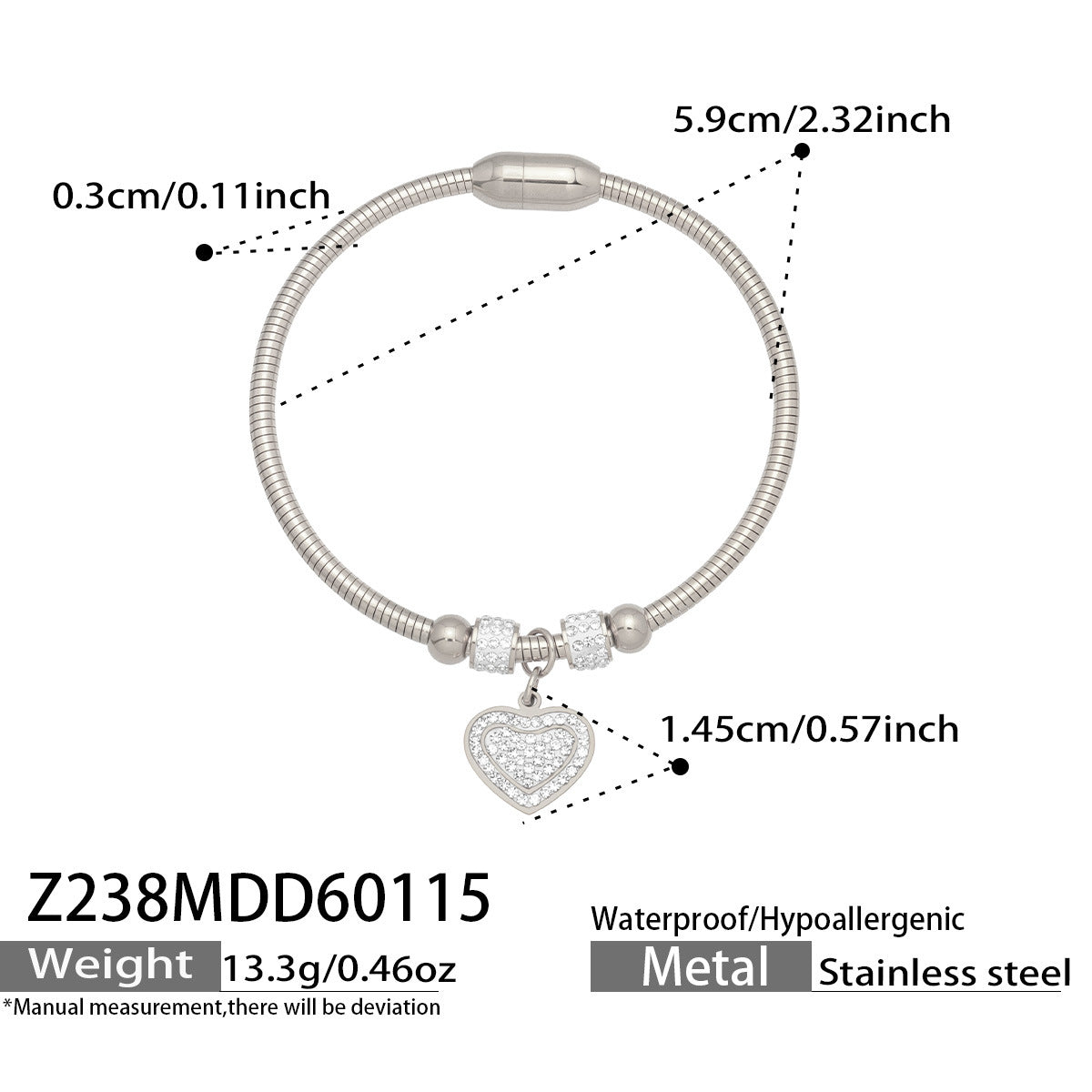 Elegant Crystal Charm Cable Bangles