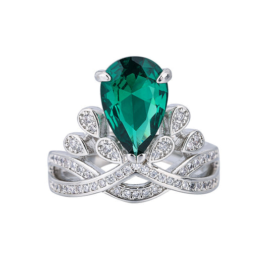Vintage Pear-Cut Tiara Crown Gemstone Statement Ring