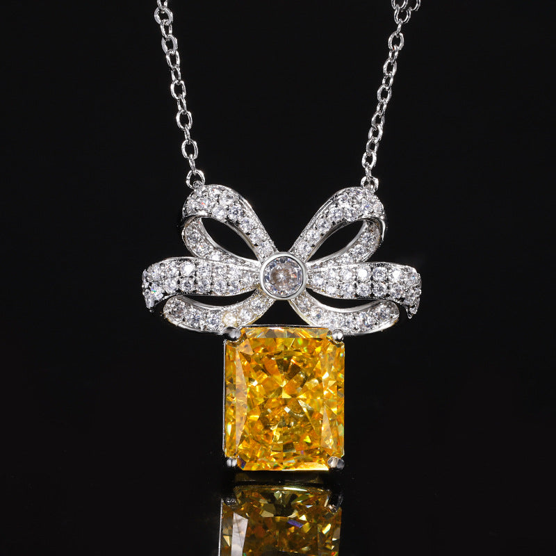 Sparkling Bow-Knot Radiant Cut Colorful Gemstone Necklace
