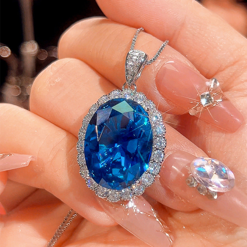 Royal Blue Sapphire Halo Jewelry Set