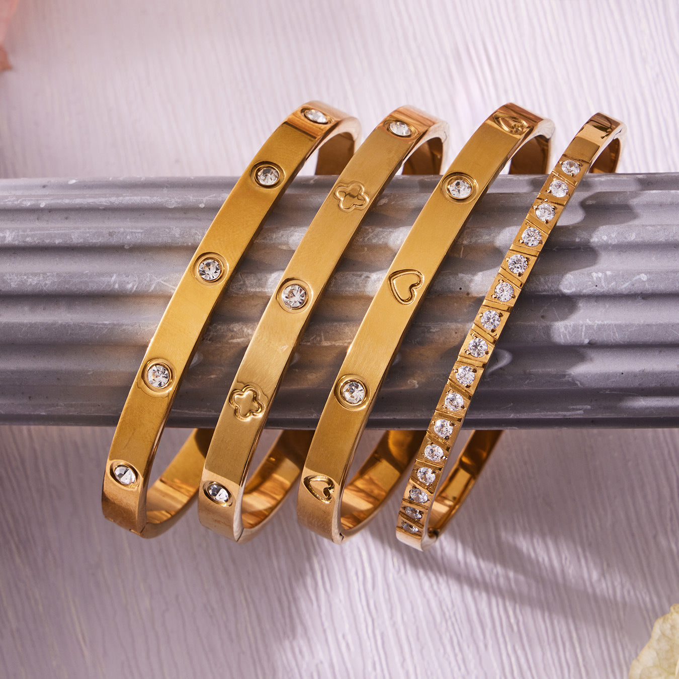 Timeless 18K Gold Zircon Bangles