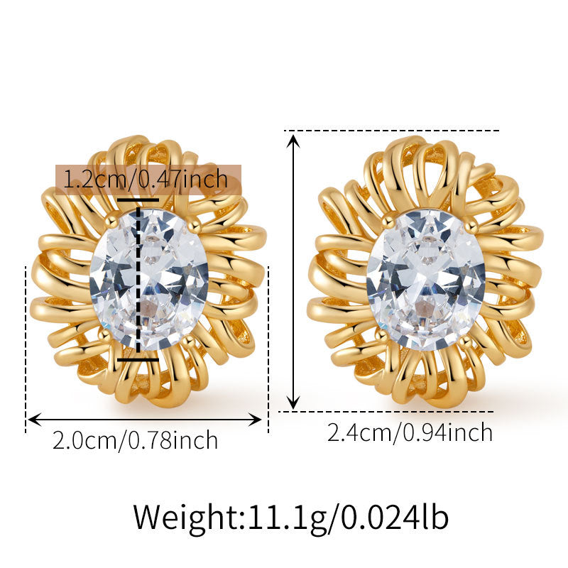 Floral Elegance Zirconia Gold Drop Ear Studs
