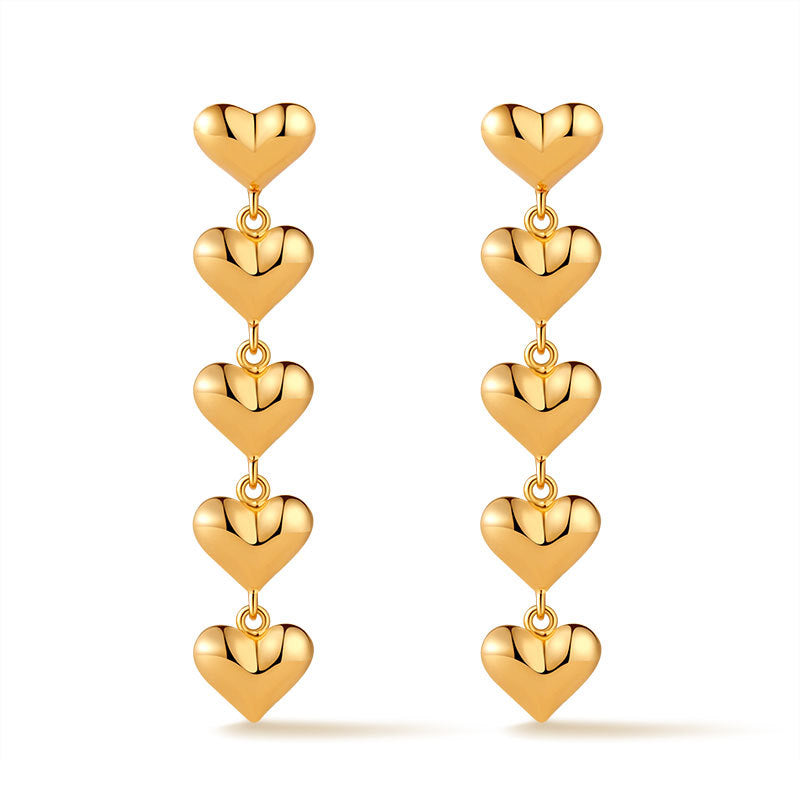Romantic Gold Heart Drop Earrings