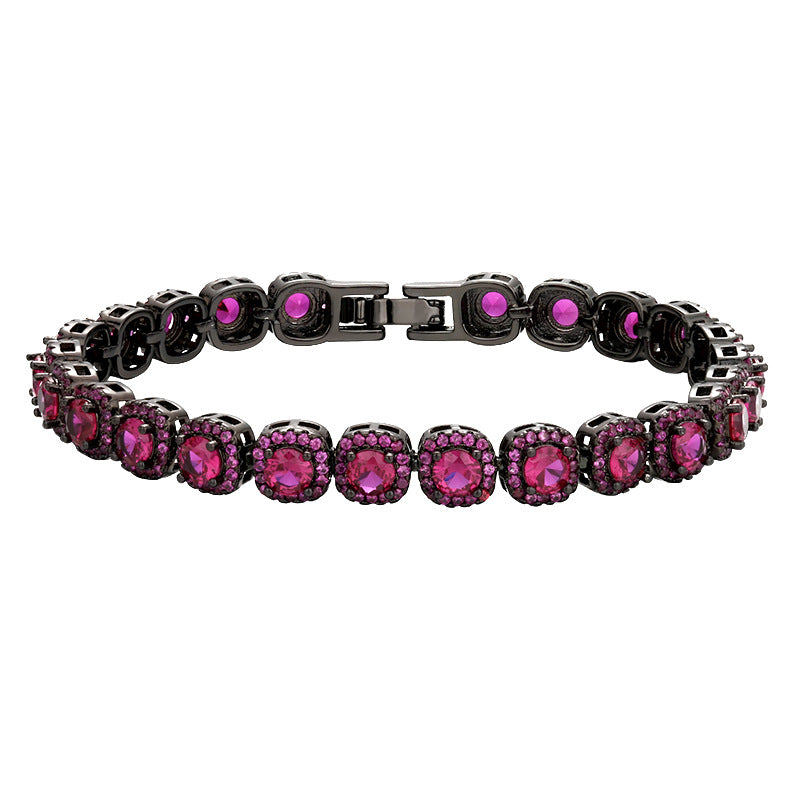 Luxury Black Gold Cushion Cut Gemstone Halo Bracelet