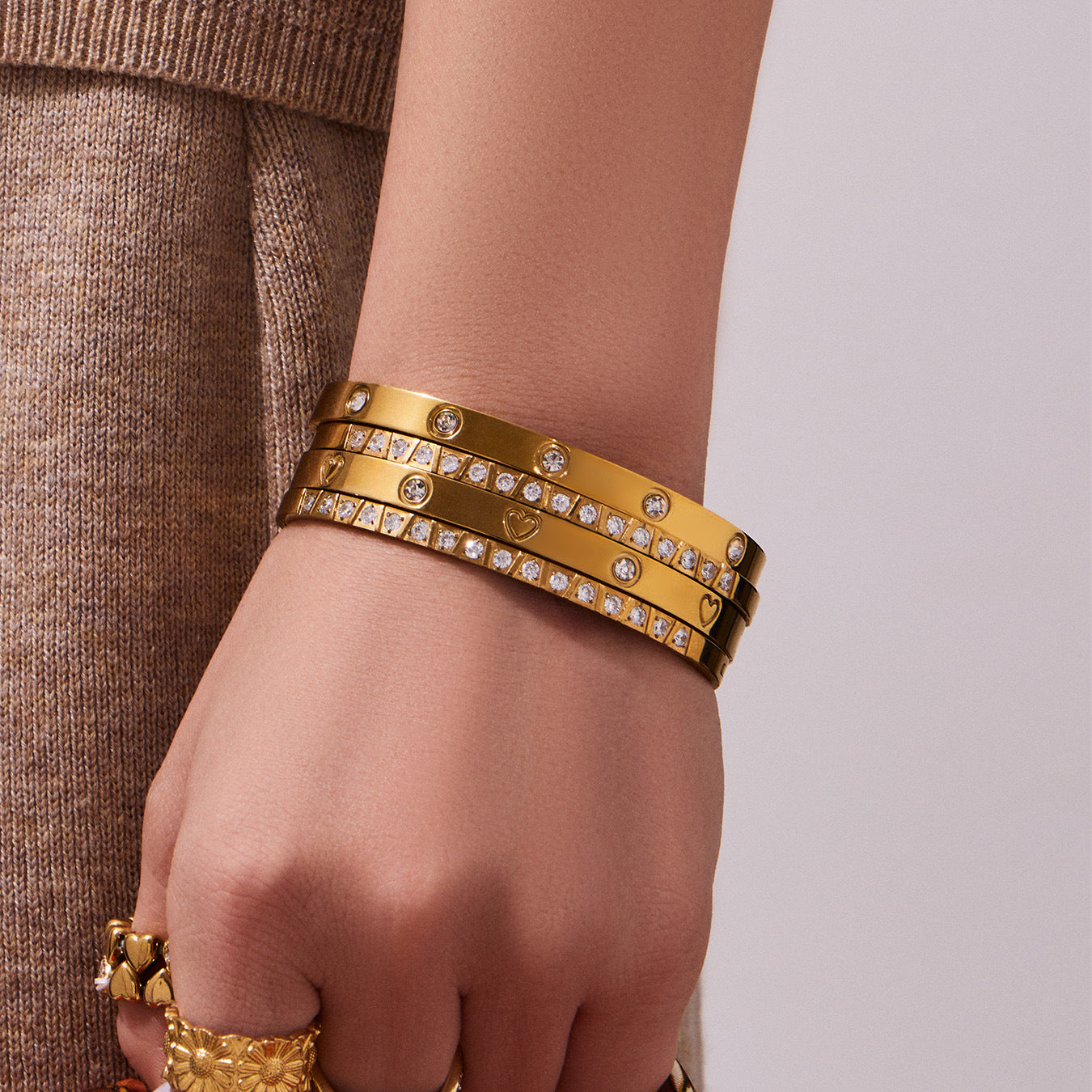 Timeless 18K Gold Zircon Bangles