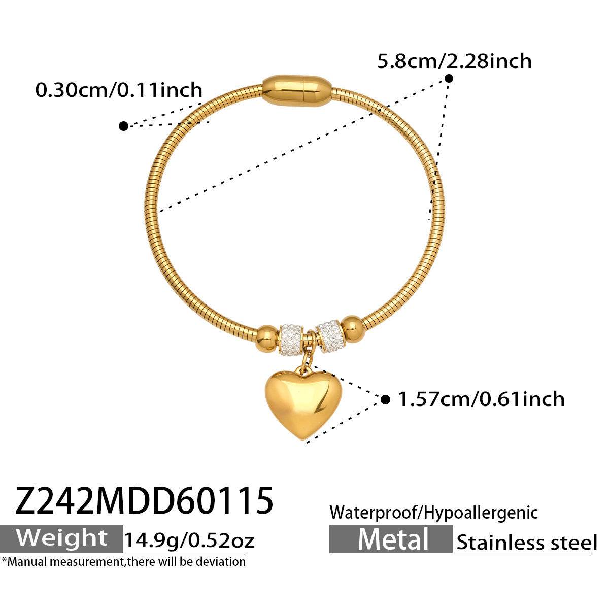 Elegant Crystal Charm Cable Bangles