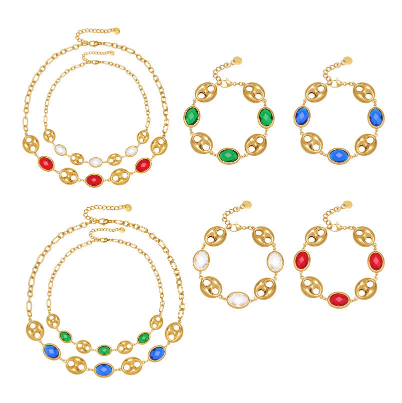 Elegant Pig Nose Glass Jewelry Set