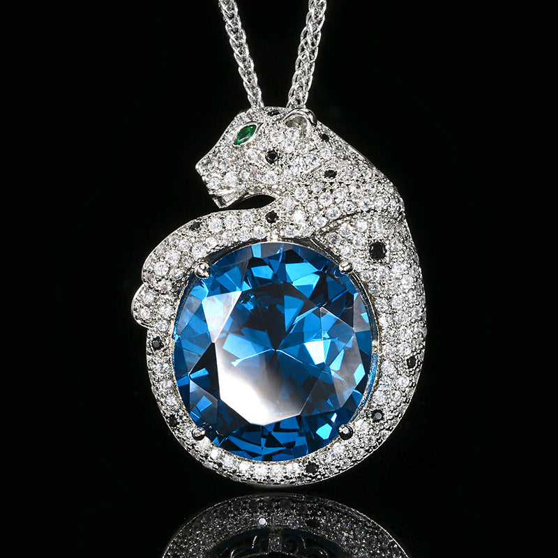 Sparkling Panther Pave Oval Ruby Necklace