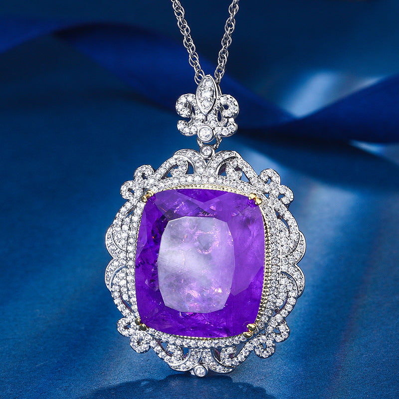 Luxury Cushion Cut Gemstone Pendant Necklace