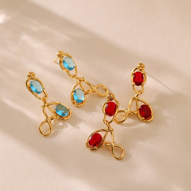 Romantic Sparkling Gemstone Heart Earrings