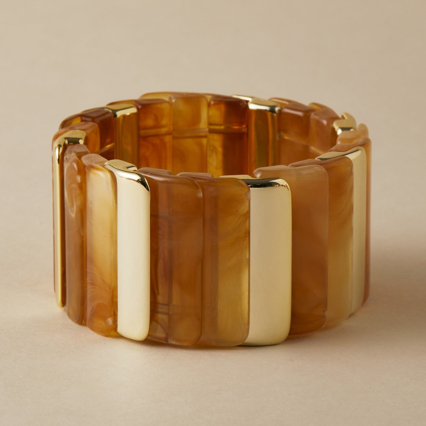 Chunky Resin & Gold Statement Stretch Bracelet