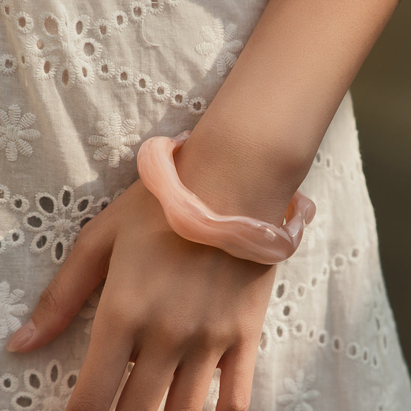 Artistic Wavy Resin Statement Open Bangle