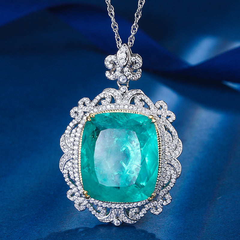 Luxury Cushion Cut Gemstone Pendant Necklace