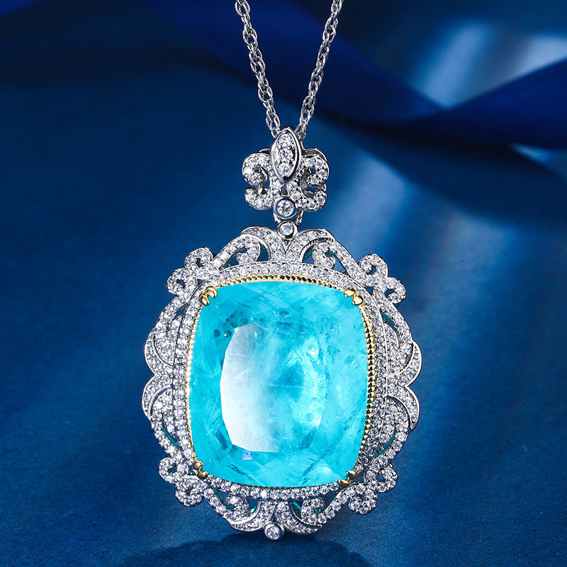 Luxury Cushion Cut Gemstone Pendant Necklace
