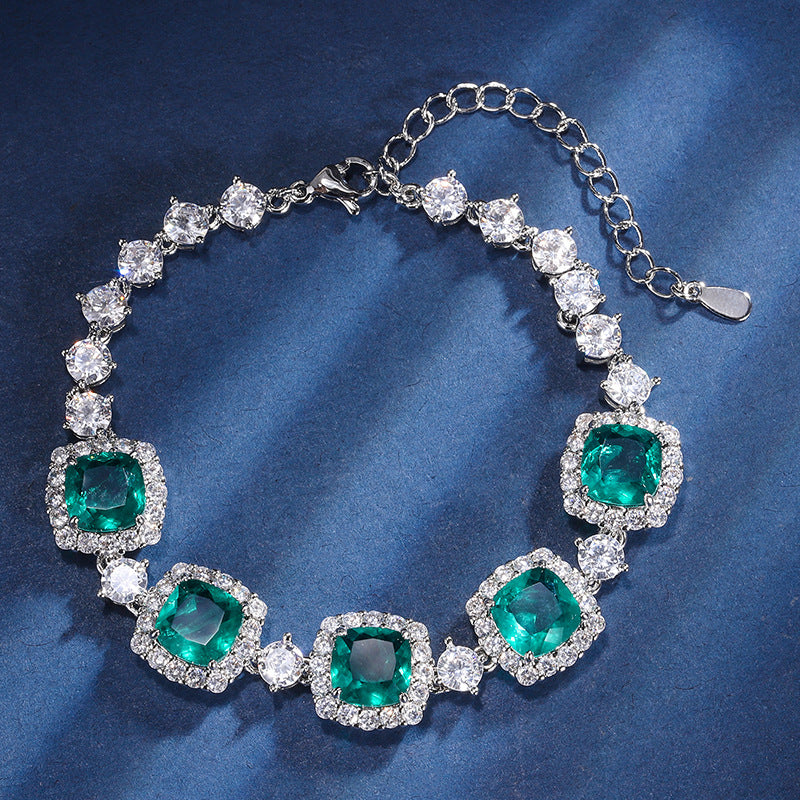 Vintage Halo Cushion Cut Vibrant Gemstone Tennis Bracelet