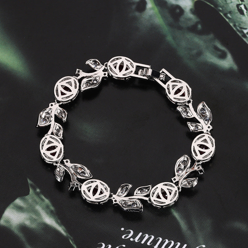 Leaf Accent Gemstone Link Women Bracelets