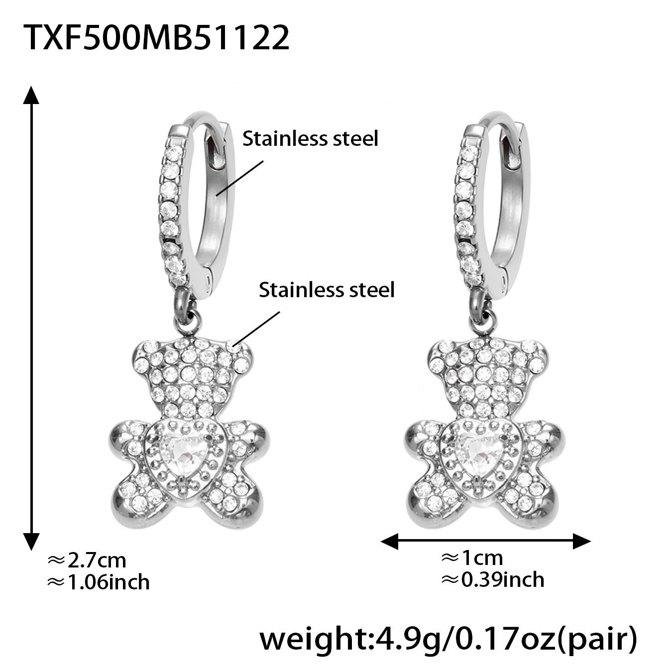 Adorable Bear Crystal Jewelry Sets