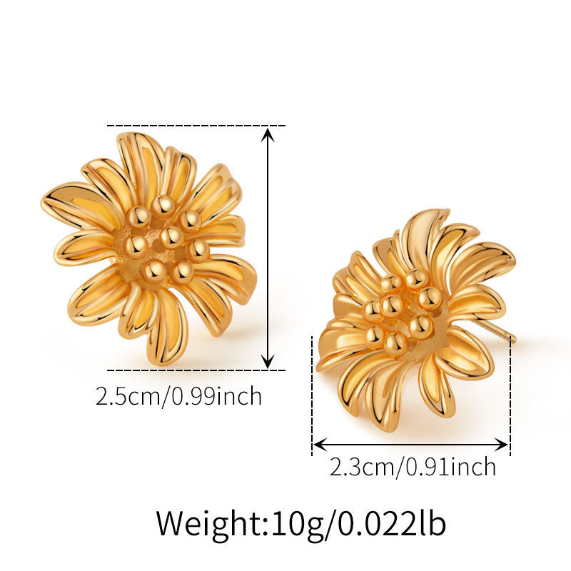 Golden Sunflower 18K Plated Studs