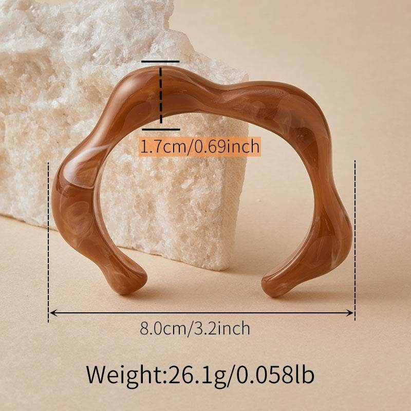 Artistic Wavy Resin Statement Open Bangle