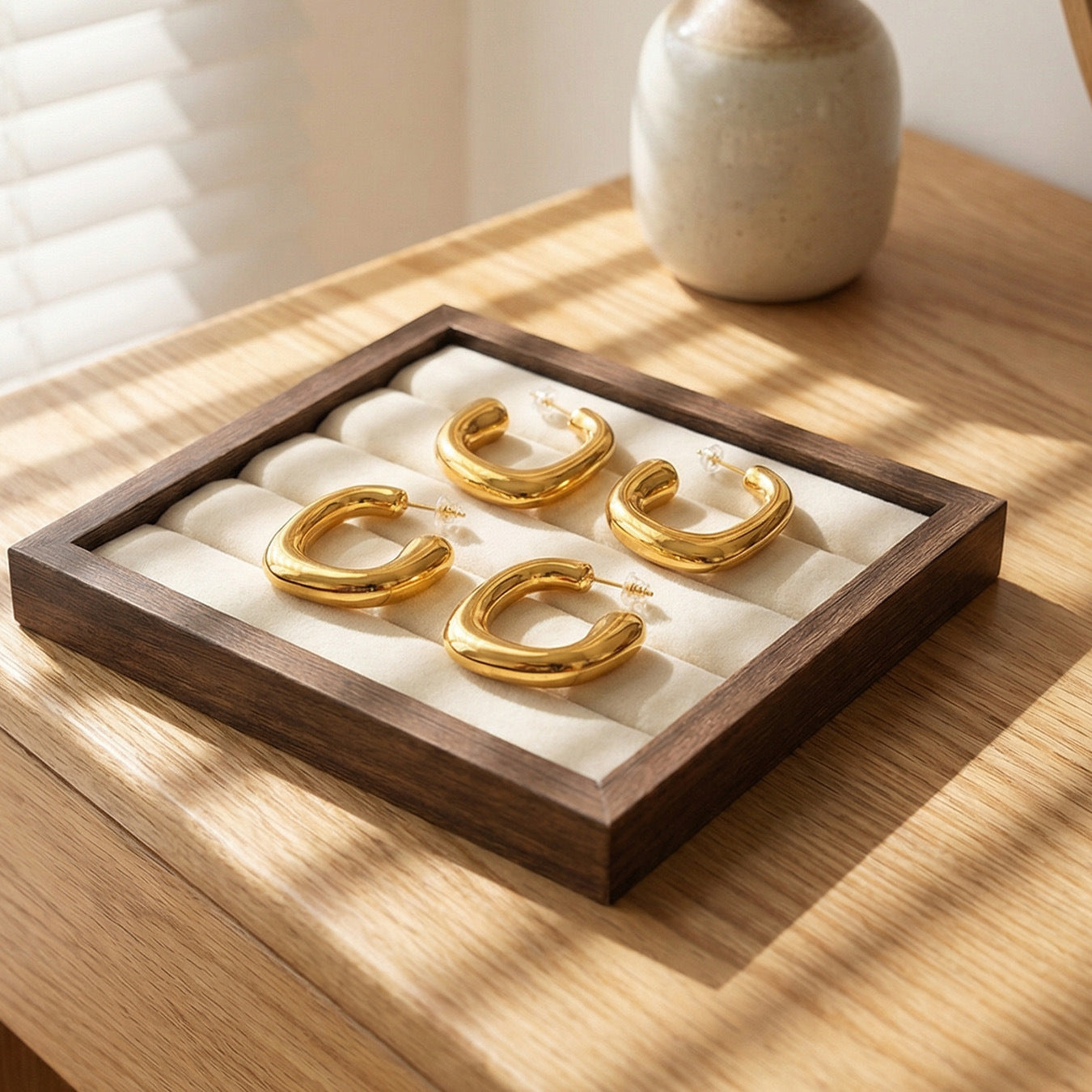 Sculptural Gold Teardrop Chunky Hoop Earrings