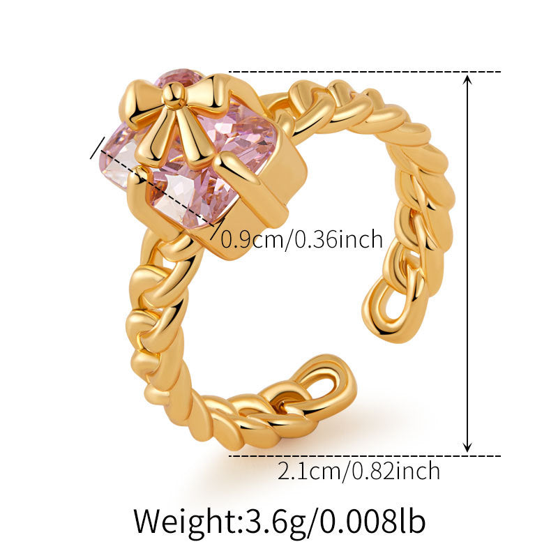Pink Crystal Gift Box Ring