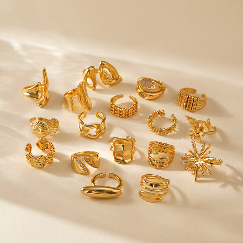 Sculptural 18K Gold Plated Rings Collection