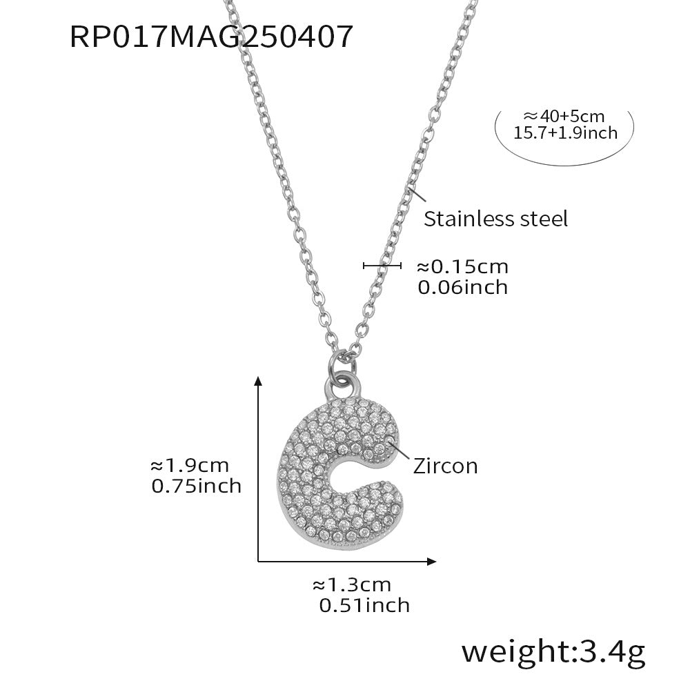 Pave Crystal Bubble Initial Necklace