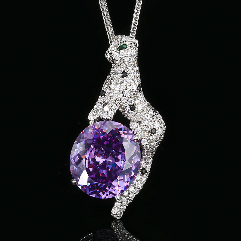 Elegant Panther Pendant with Vibrant Gemstone Treasure