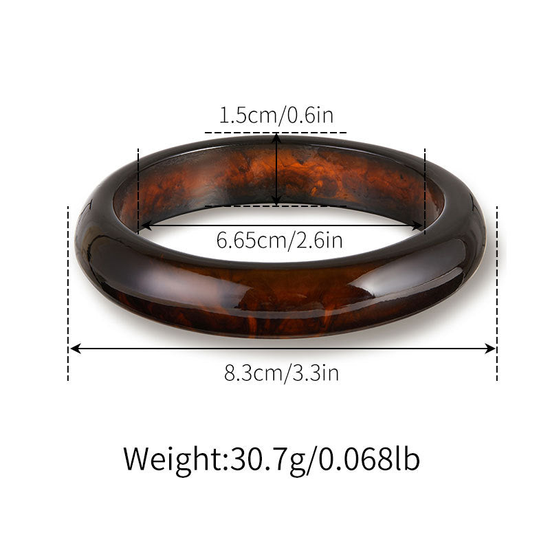 Glossy Amber Tortoise Stackable Resin Bangle