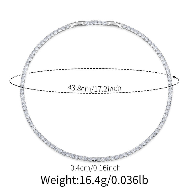 Silberne Tennis-Halskette mit Marquise-Kristall 