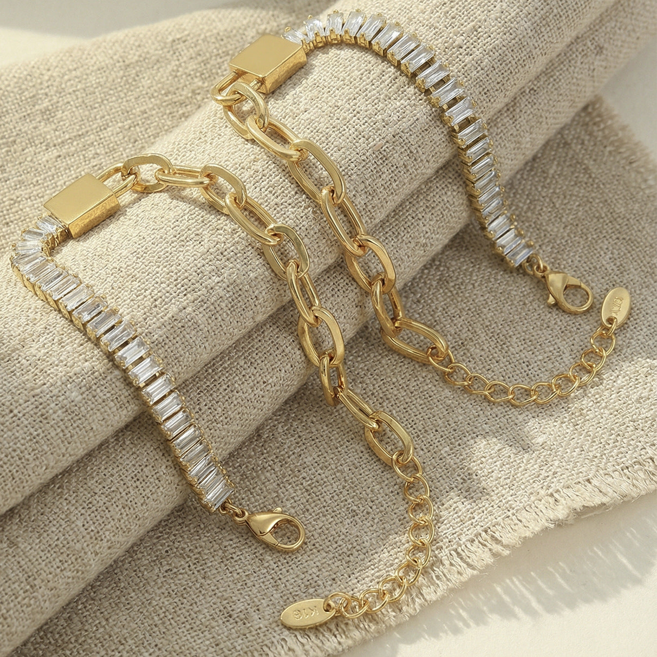 Chic Baguette Crystal Mixed Link Bracelet