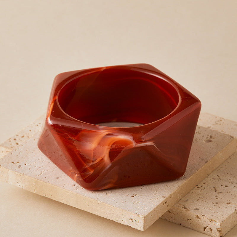 Bold Geometric Faceted Resin Statement Bangle