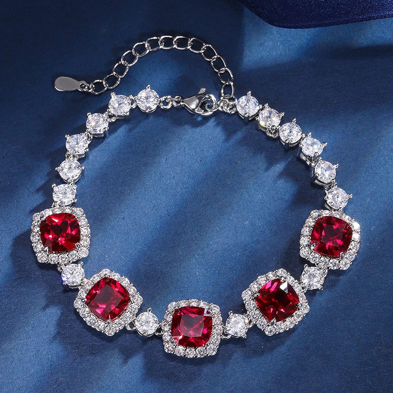 Vintage Halo Cushion Cut Vibrant Gemstone Tennis Bracelet