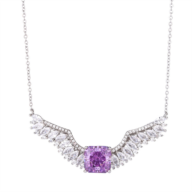 Ethereal Angel Wings Gemstone Necklace in Radiant Colors