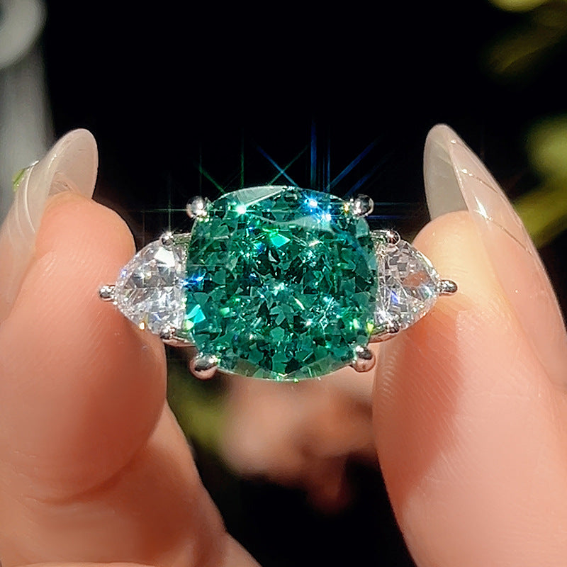Radiant Emerald Green Cushion Jewelry Collection