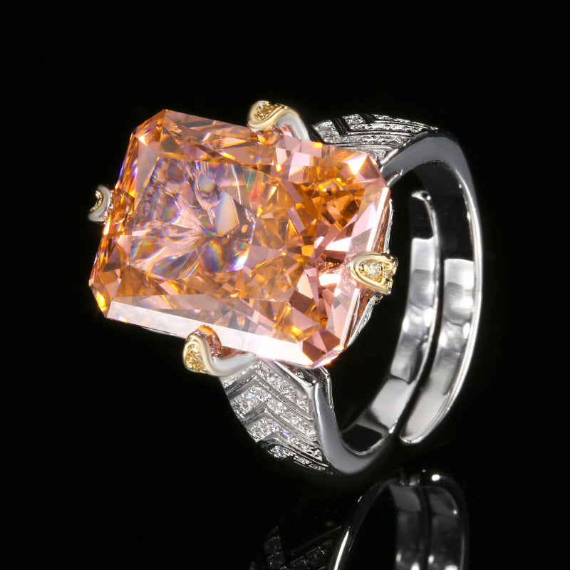 Luxurious Radiant Cut Gemstone Chevron Pavé Statement Ring