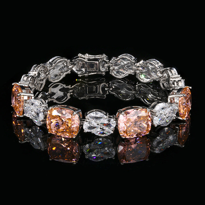 Pastel Cushion Cut Crystal Sparkle Tennis Bracelet