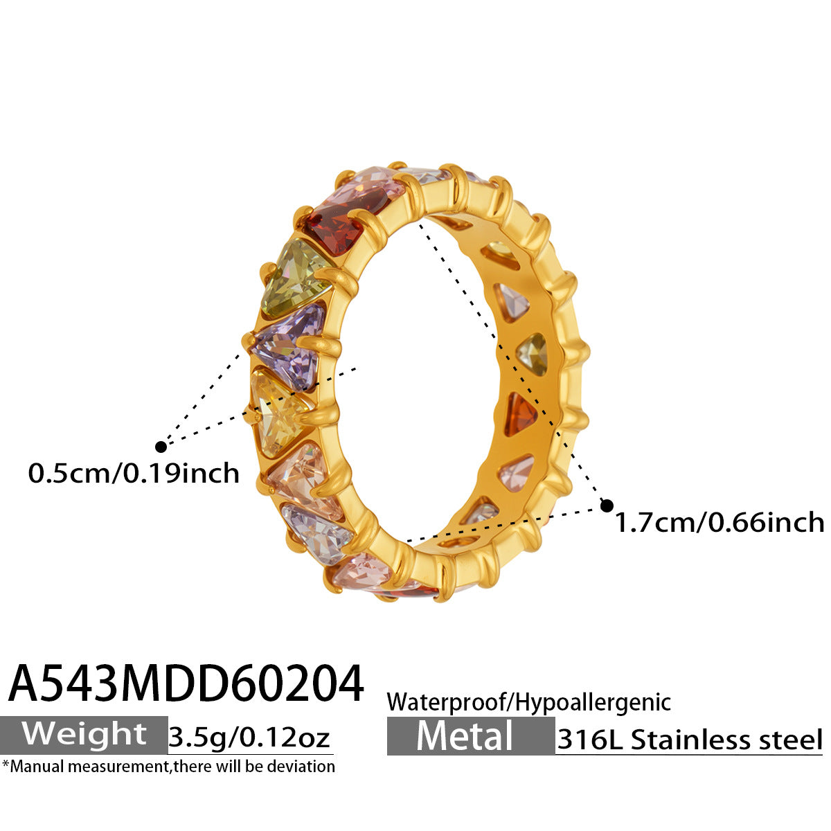 Triangle Cut Zirconia Eternity Band Rings