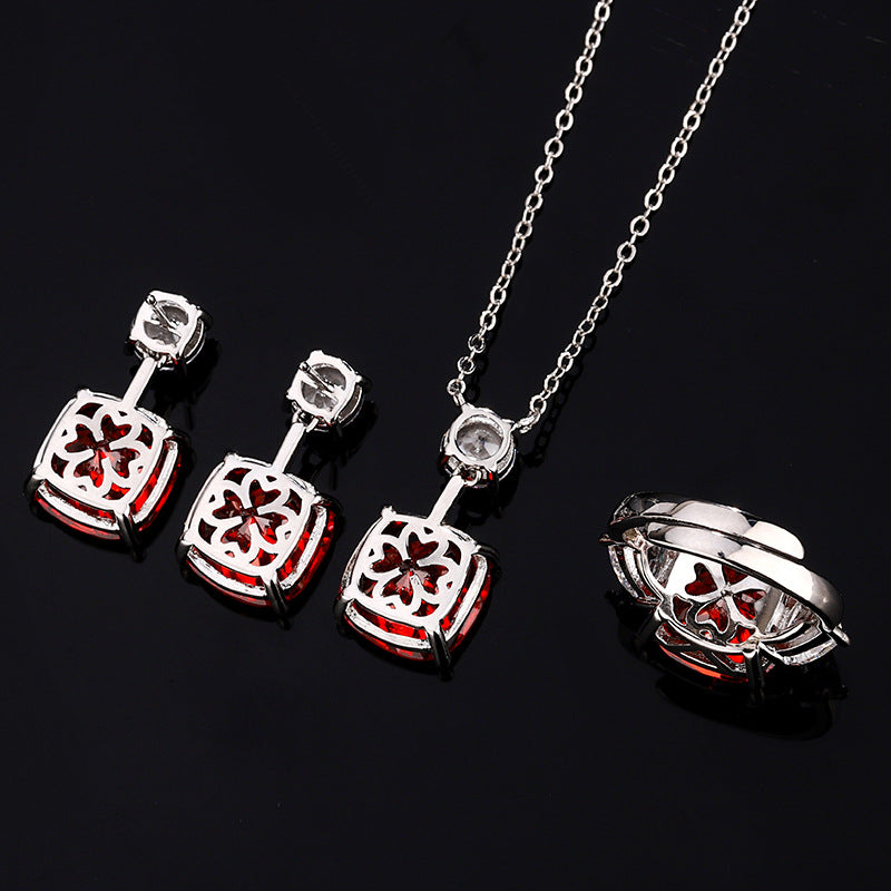 Elegant Fiery Orange Cushion-Cut Jewelry Set