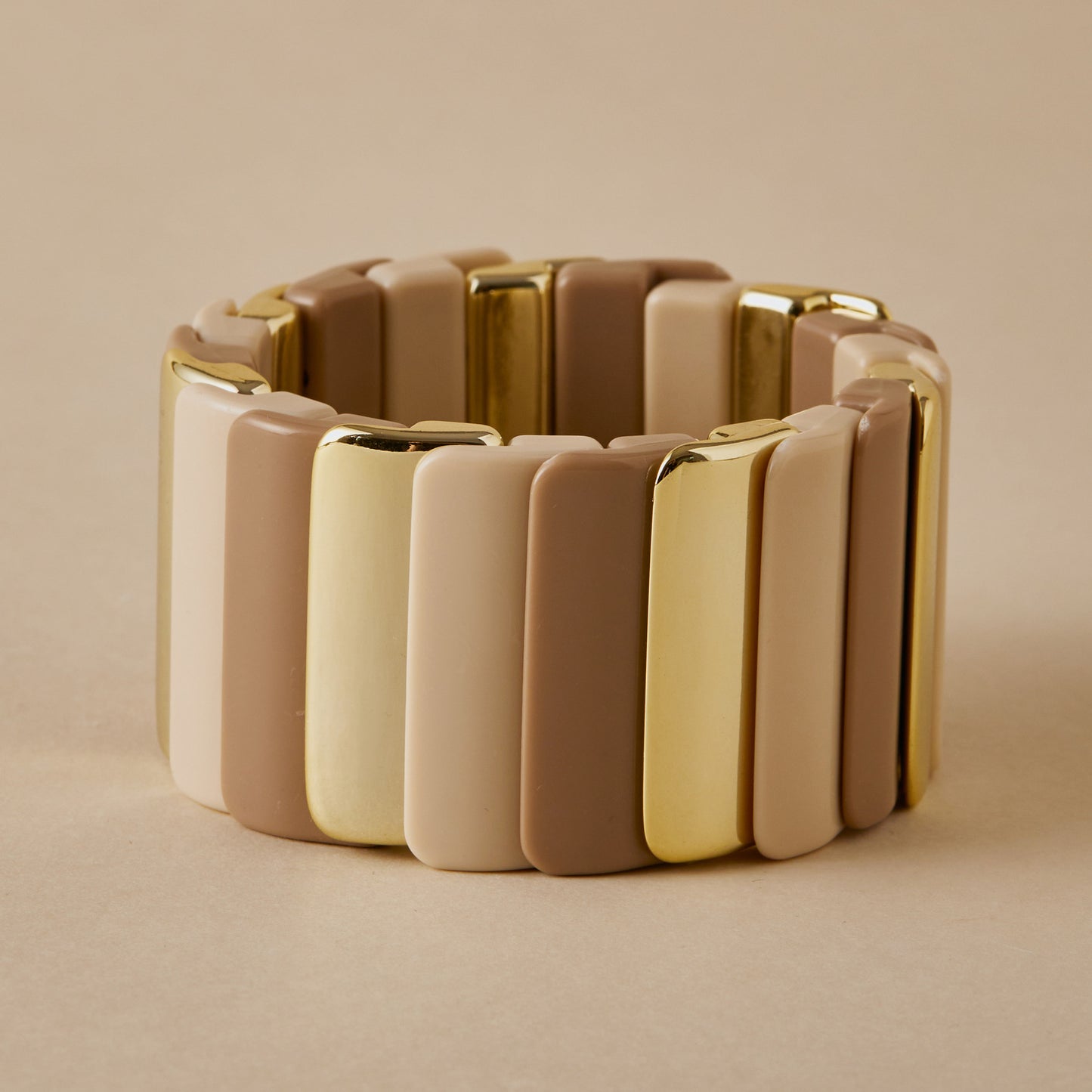 Chunky Resin & Gold Statement Stretch Bracelet