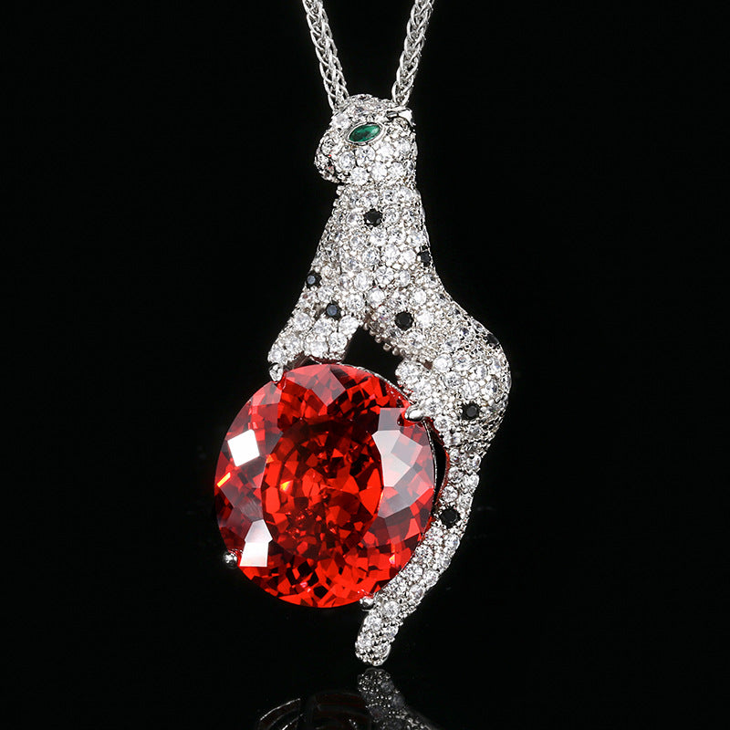 Elegant Panther Pendant with Vibrant Gemstone Treasure