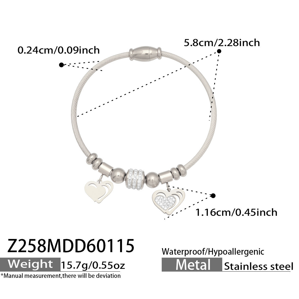 Elegant Crystal Charm Cable Bangles