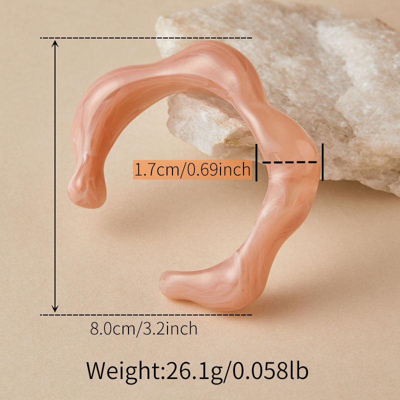 Artistic Wavy Resin Statement Open Bangle