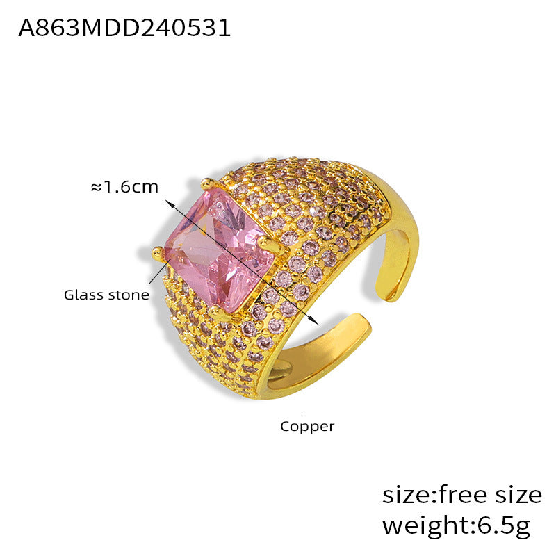 Shining Gold Pave Crystal Dome Rings