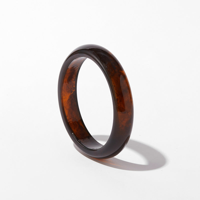 Glossy Amber Tortoise Stackable Resin Bangle
