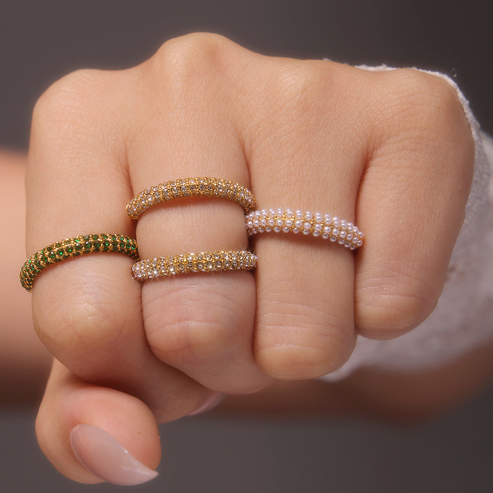 Vintage 3-Row Micro-Pave Eternity Rings