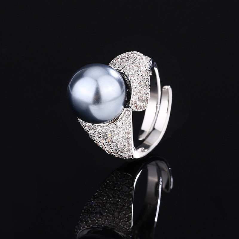 Elegant Ribbon-Wrap Lustrous Pearl Statement Ring